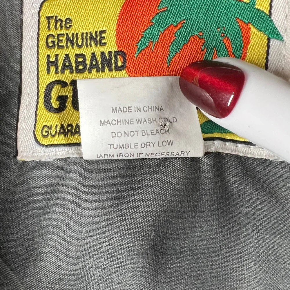 Haband Guayabera Mens 2XL Gray Embroidered Short Sleeve Button Down Shirt